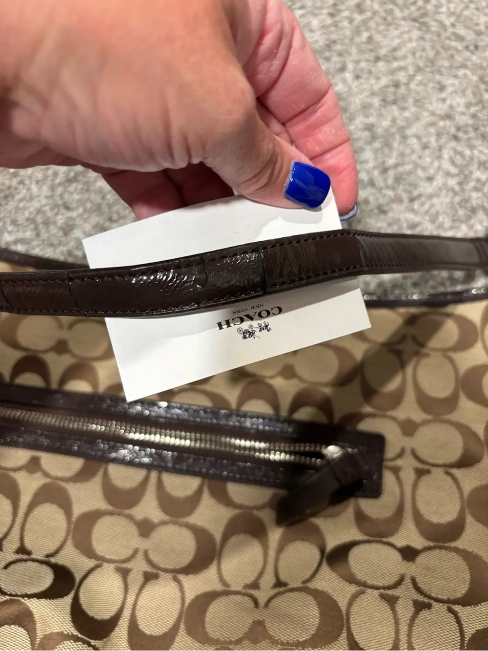 Coach Khaki and Brown Signature Canvas Shoulder Bag